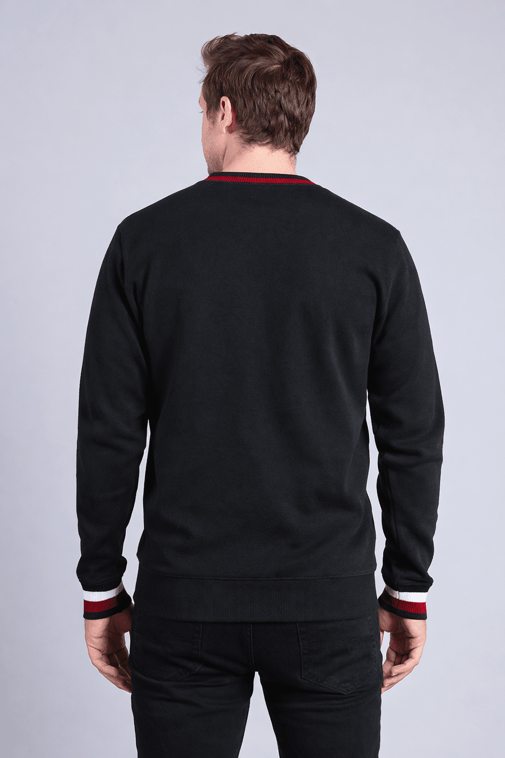 Men’s Black Crew Neck Sweatshirt with Contrast Rib | Premium Winter Wear by Monterow Men's sweater - Monterowindia