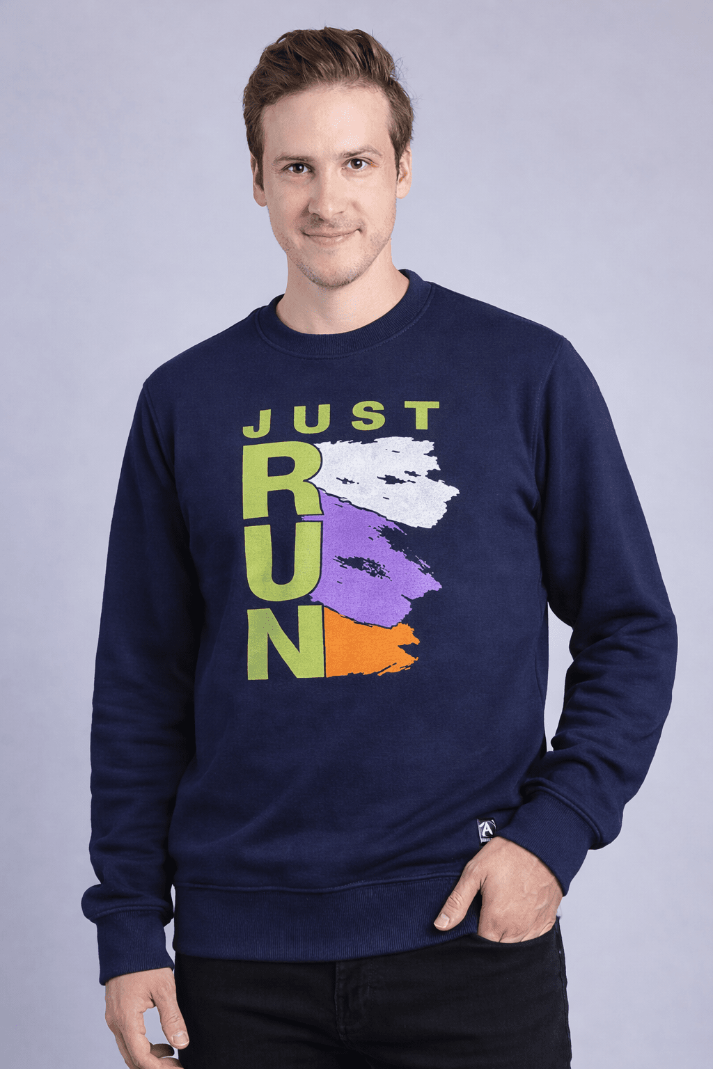 Men's Navy "JUST RUN" Graphic Sweatshirt Men's Sweatshirt - Monterowindia