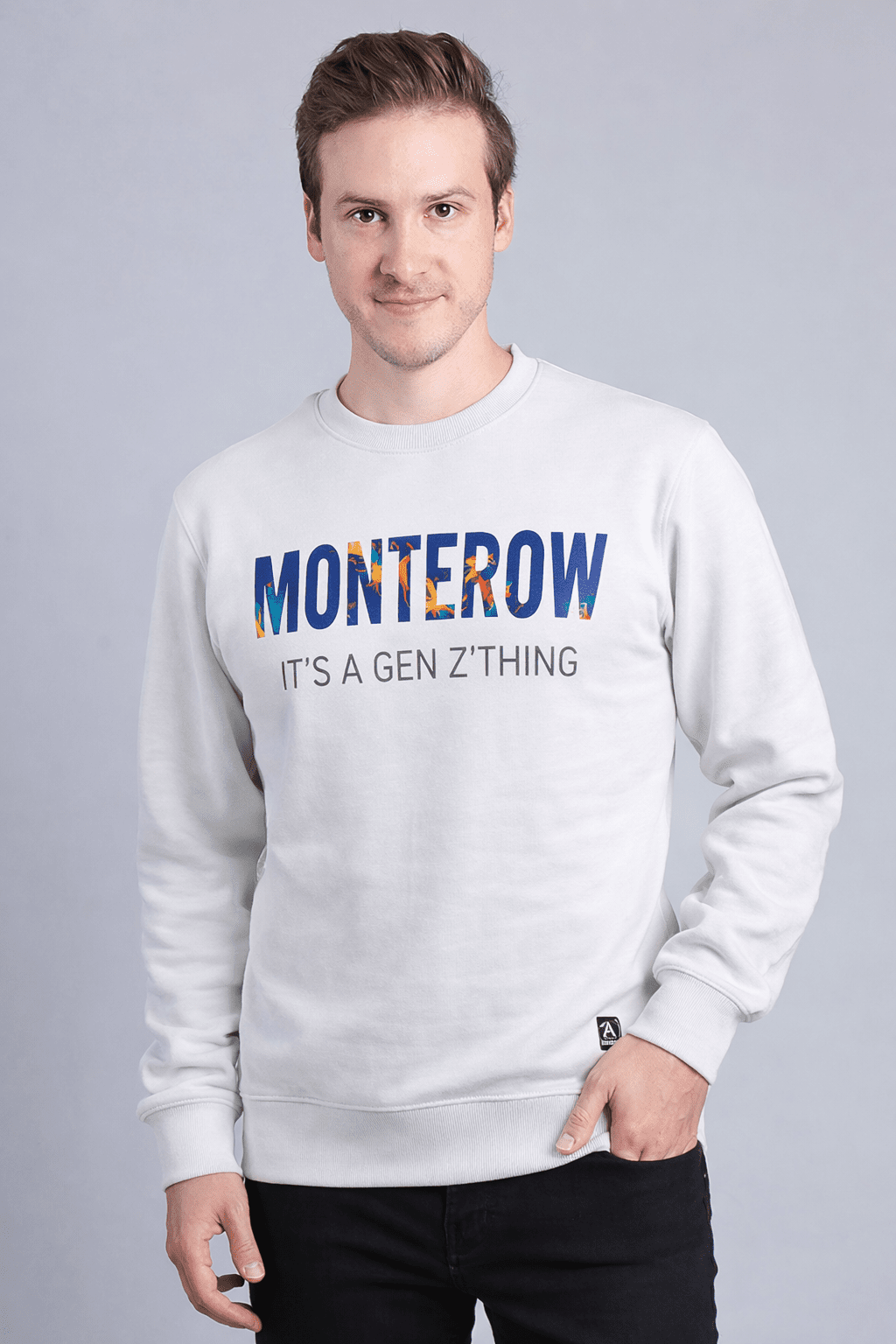 Men's White Graphic Sweatshirt – "Monterow It's A Gen Z Thing" Men's Sweatshirt - Monterowindia