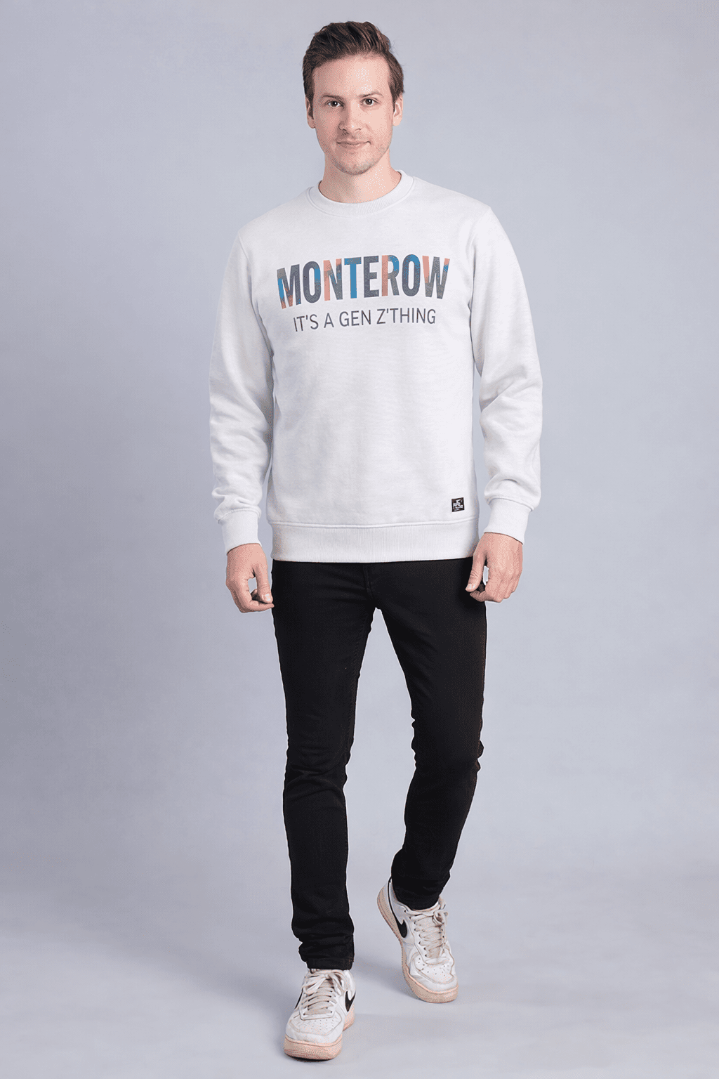 Men's White Graphic Sweatshirt – "Monterow It's A Gen Z Thing" Men's Sweatshirt - Monterowindia