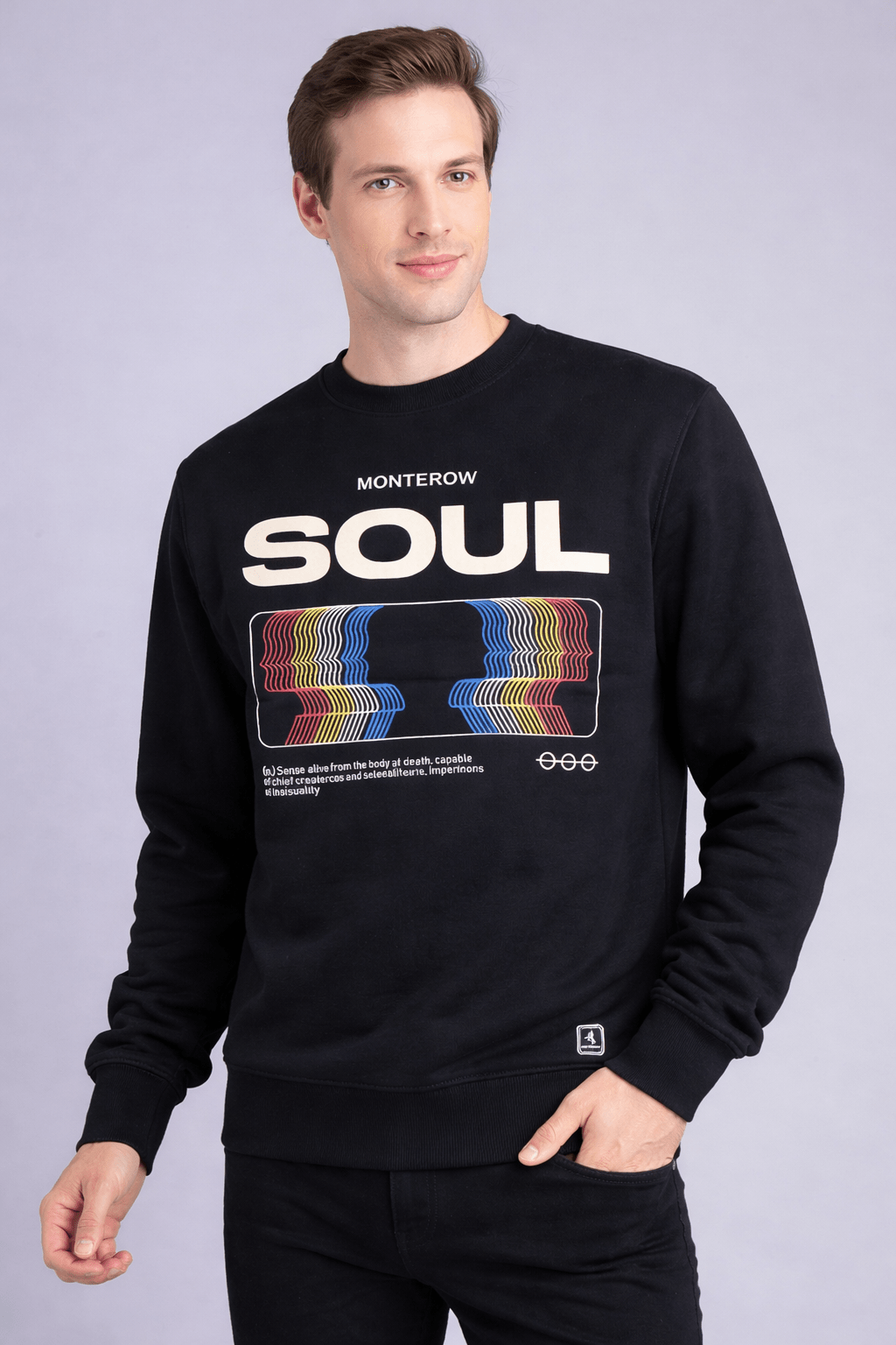 Men's Black Graphic Sweatshirt – "Soul" Print Men's Sweatshirt - Monterowindia