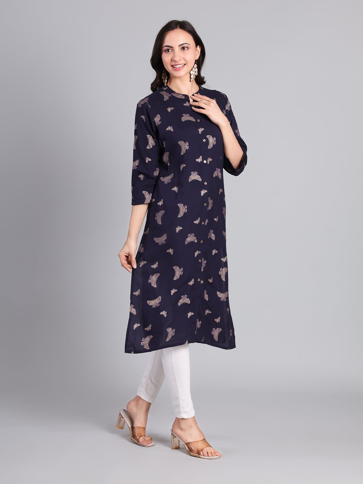Elegant Navy Blue Printed Kurti for Women – Perfect for Casual and Festive Wear Women's Kurti - Monterowindia