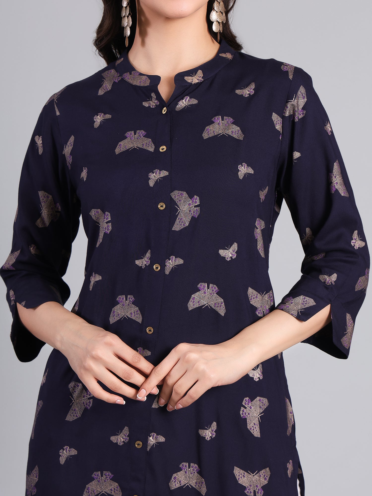 Elegant Navy Blue Printed Kurti for Women – Perfect for Casual and Festive Wear Women's Kurti - Monterowindia