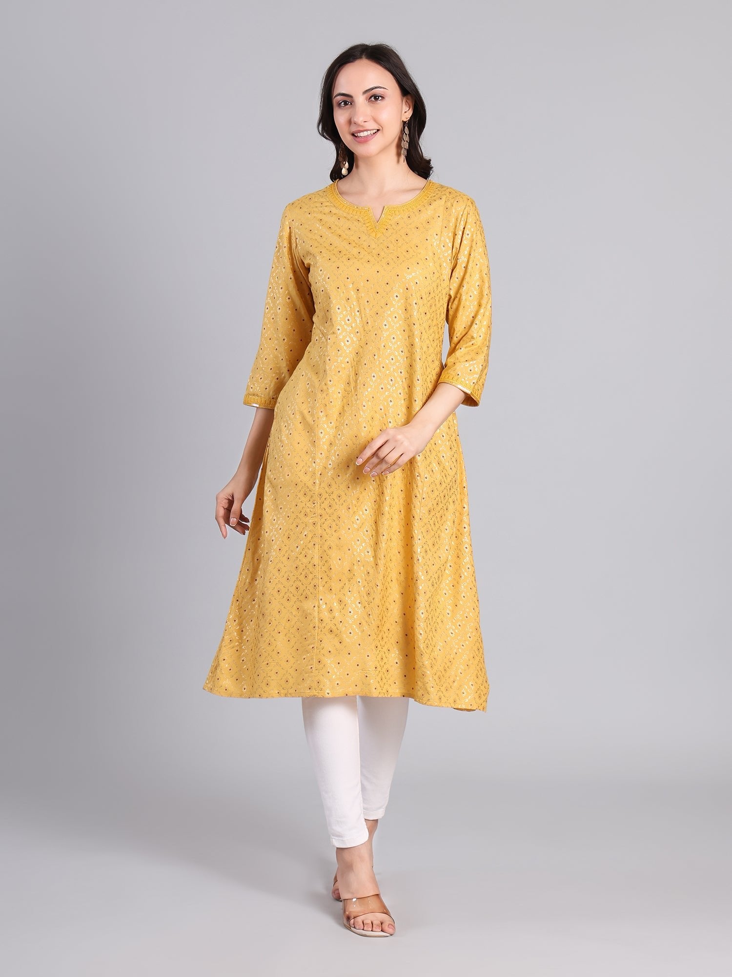 Elegant Yellow Embroidered Kurti – Traditional & Comfortable Women's Kurti - Monterowindia
