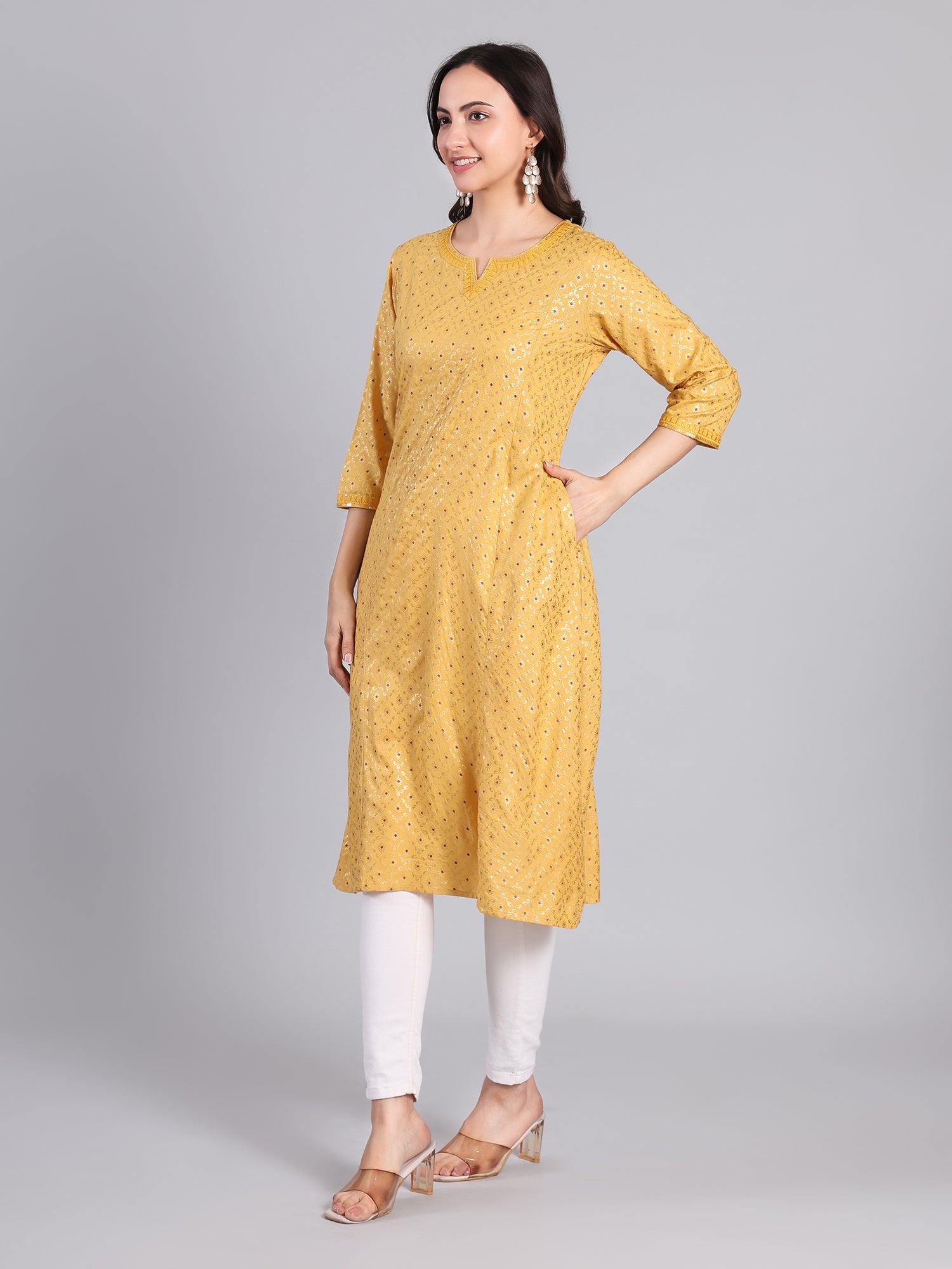 Elegant Yellow Embroidered Kurti – Traditional & Comfortable Women's Kurti - Monterowindia