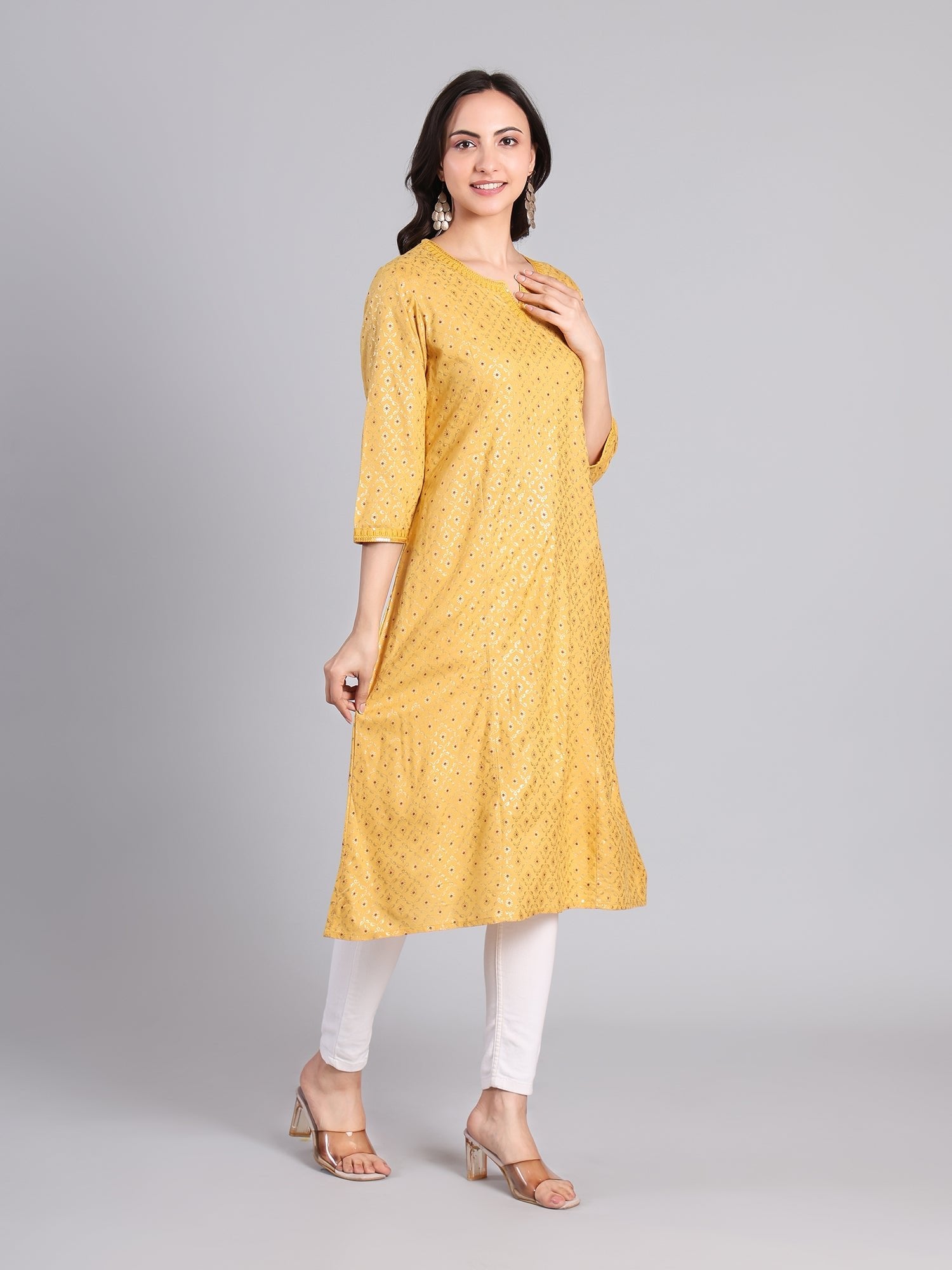 Elegant Yellow Embroidered Kurti – Traditional & Comfortable Women's Kurti - Monterowindia