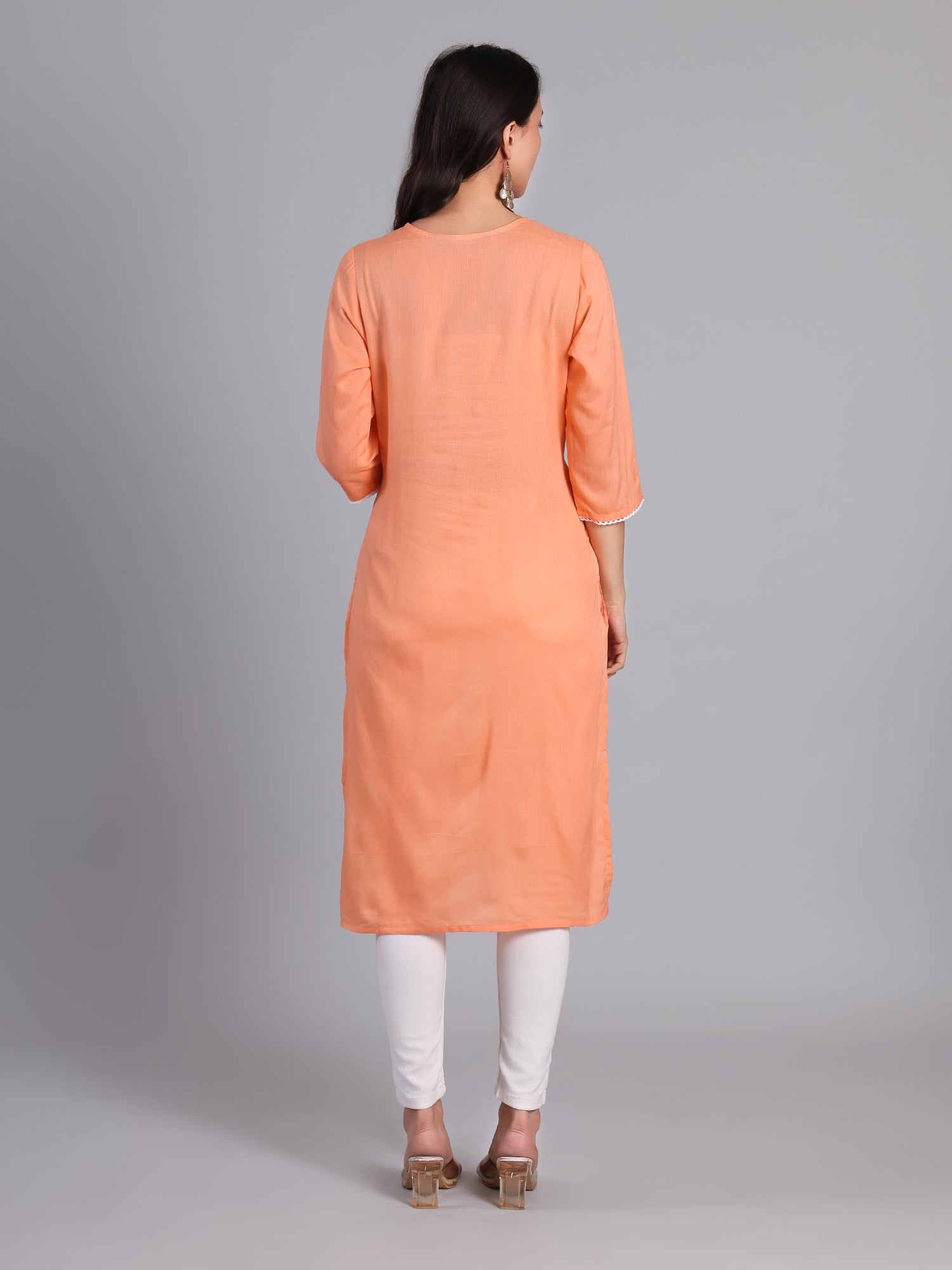 Elegant Embroidered Orange Kurti for Women Women's Kurti - Monterowindia