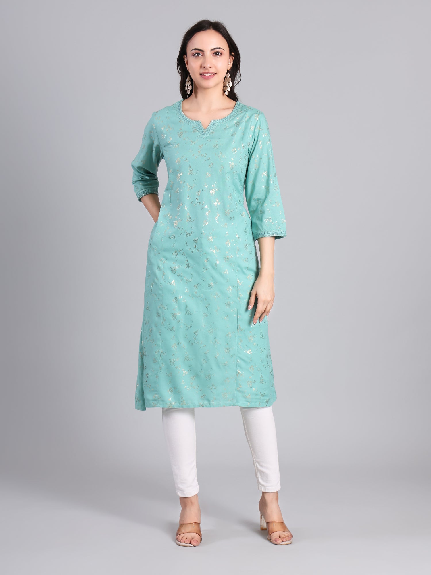 Elegant Sea Green Embroidered Kurti for Women Women's Kurti - Monterowindia