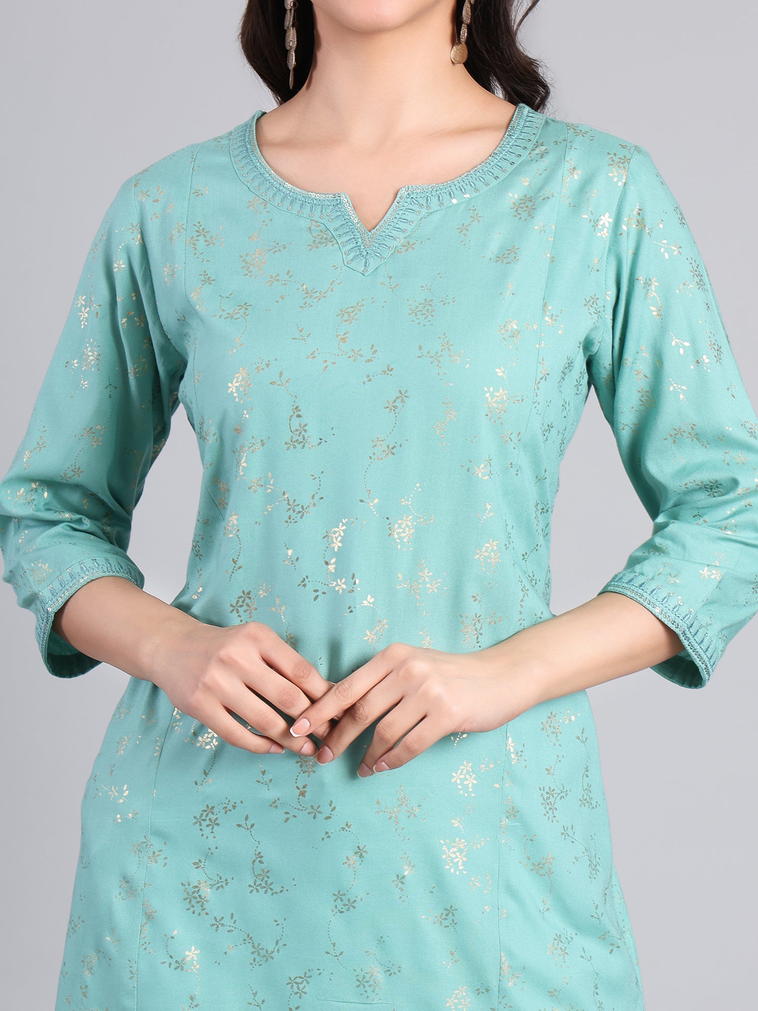 Elegant Sea Green Embroidered Kurti for Women Women's Kurti - Monterowindia