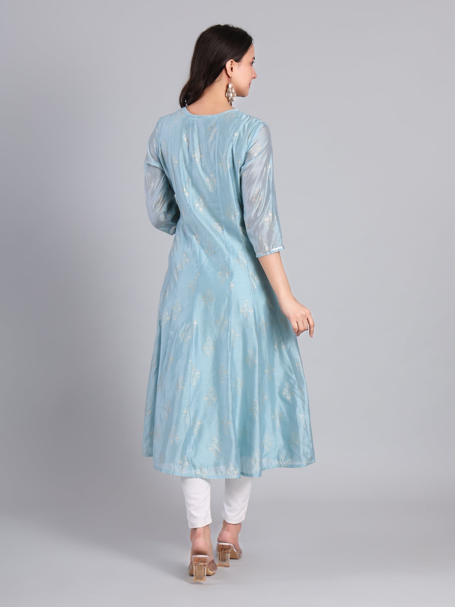 Embroidered Blue Silk Kurti for Women Women's Kurti - Monterowindia