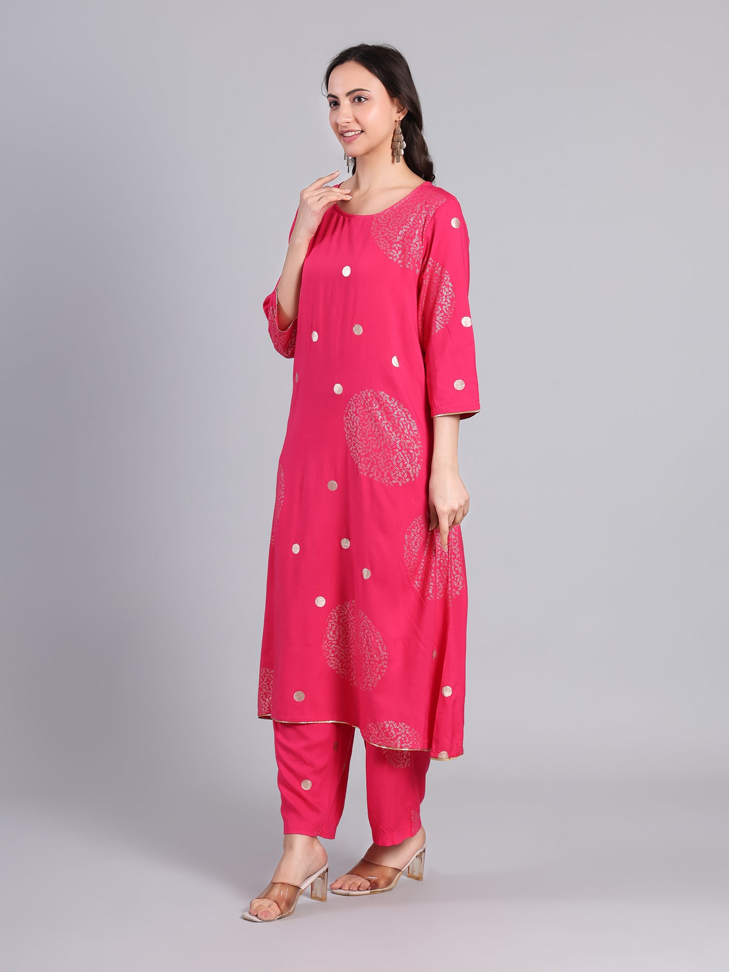 Elegant Pink Floral Printed Kurti with Pants for Women Women's Kurti - Monterowindia