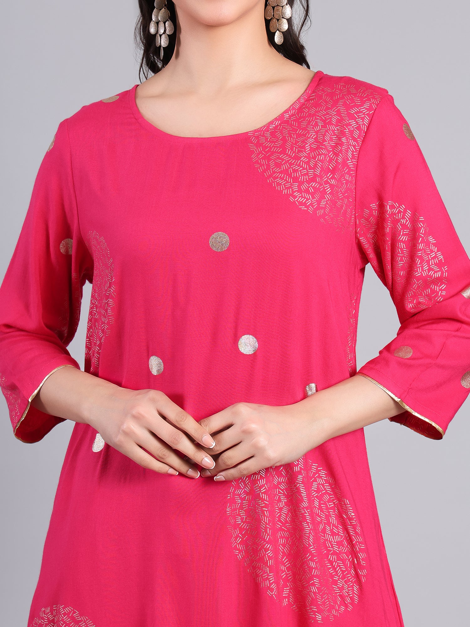 Elegant Pink Floral Printed Kurti with Pants for Women Women's Kurti - Monterowindia