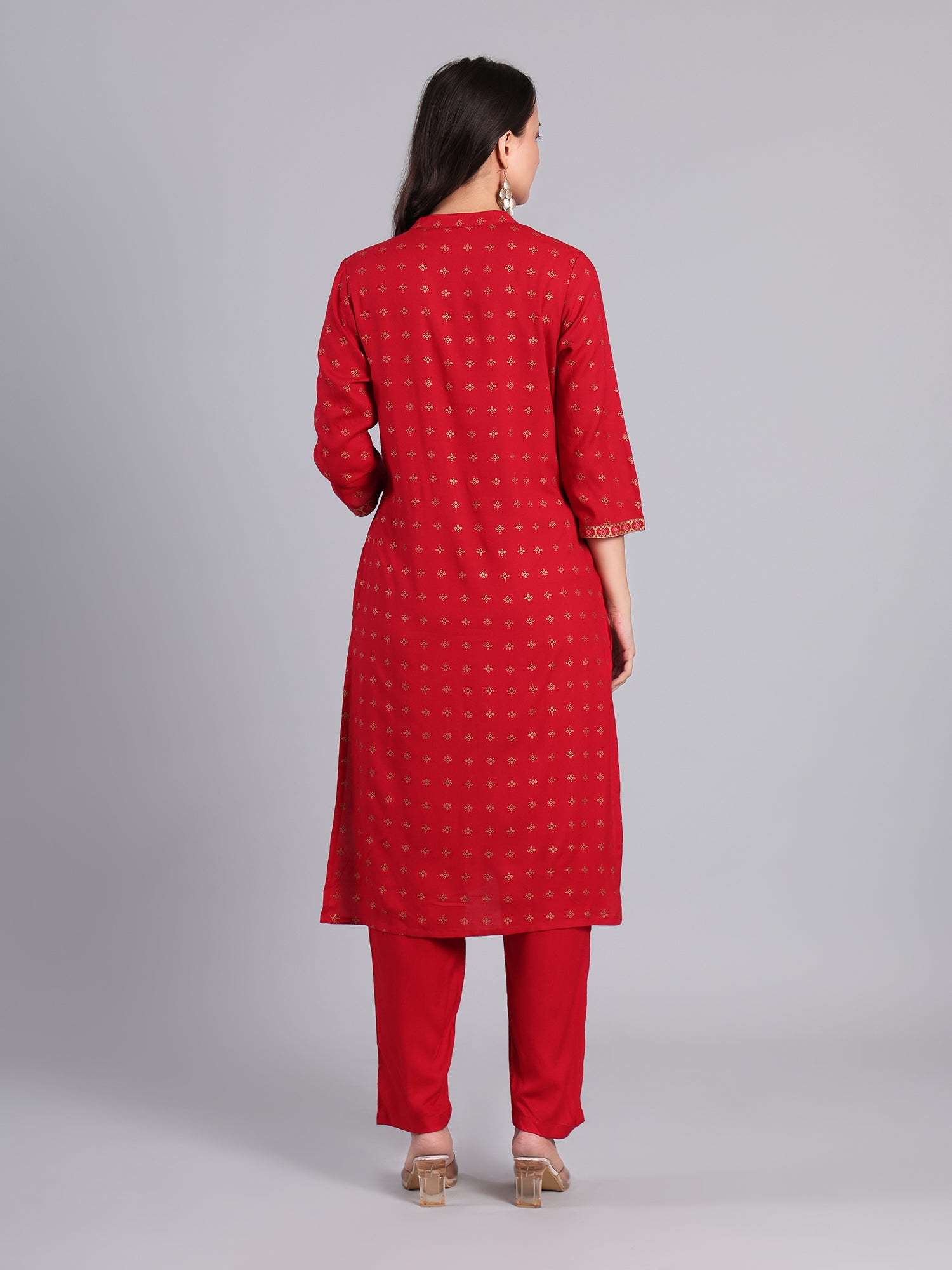 Elegant Red Kurti with Golden Embroidery for Women Women's Kurti - Monterowindia