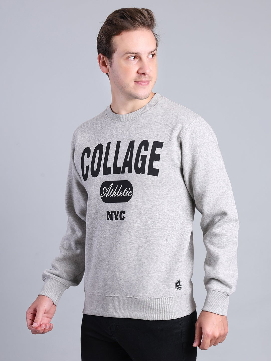 Men's Grey Graphic Sweatshirt – "Collage Athletic NYC" Print Men's Sweatshirt - Monterowindia