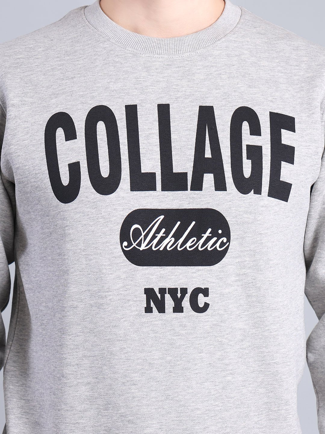 Men's Grey Graphic Sweatshirt – "Collage Athletic NYC" Print Men's Sweatshirt - Monterowindia
