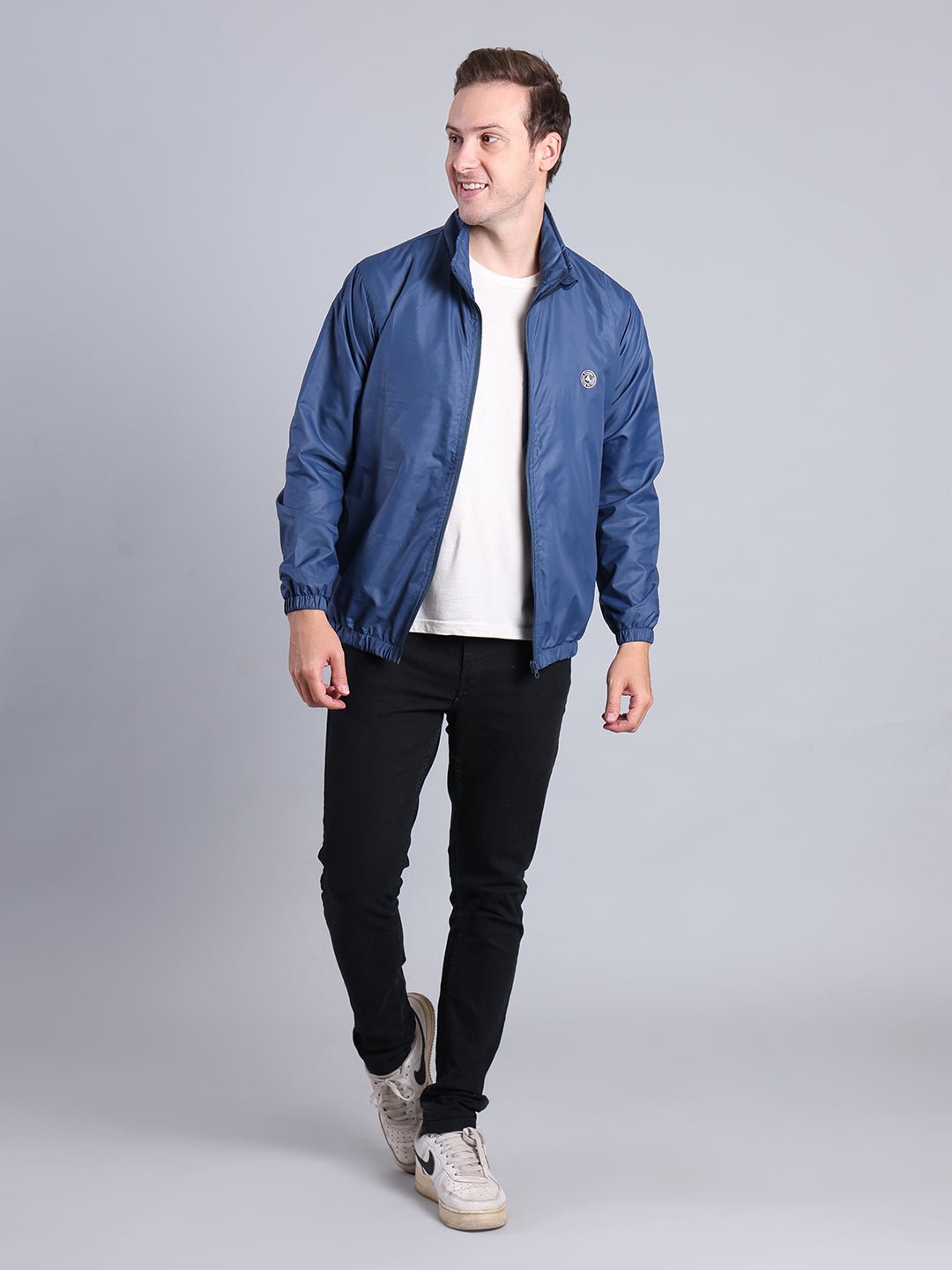 Men's Blue Windbreaker Jacket – Full Zip, Casual Outdoor Wear Men's Jacket - Monterowindia