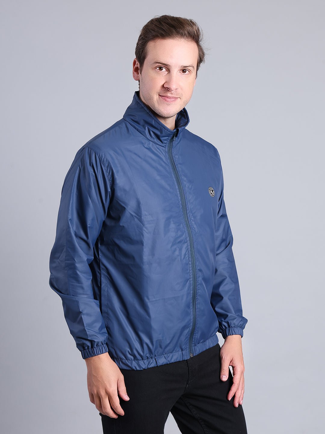 Men's Blue Windbreaker Jacket – Full Zip, Casual Outdoor Wear Men's Jacket - Monterowindia
