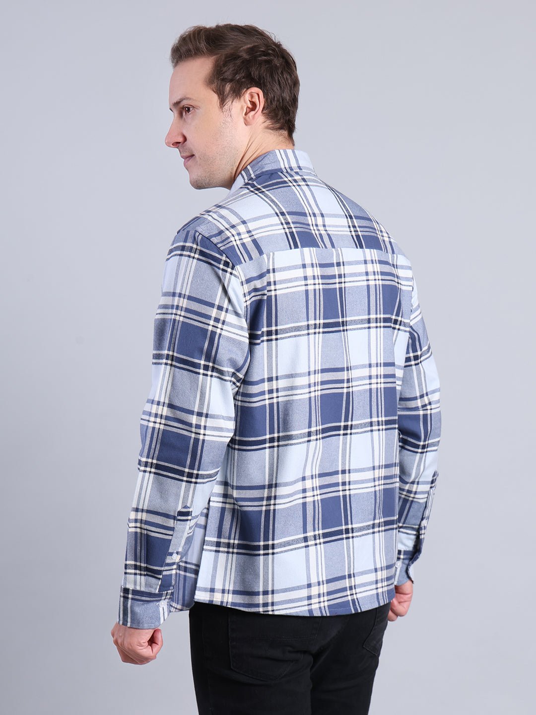 Men's Blue Plaid Casual Shirt - Comfortable & Stylish Men's Shirt - Monterowindia