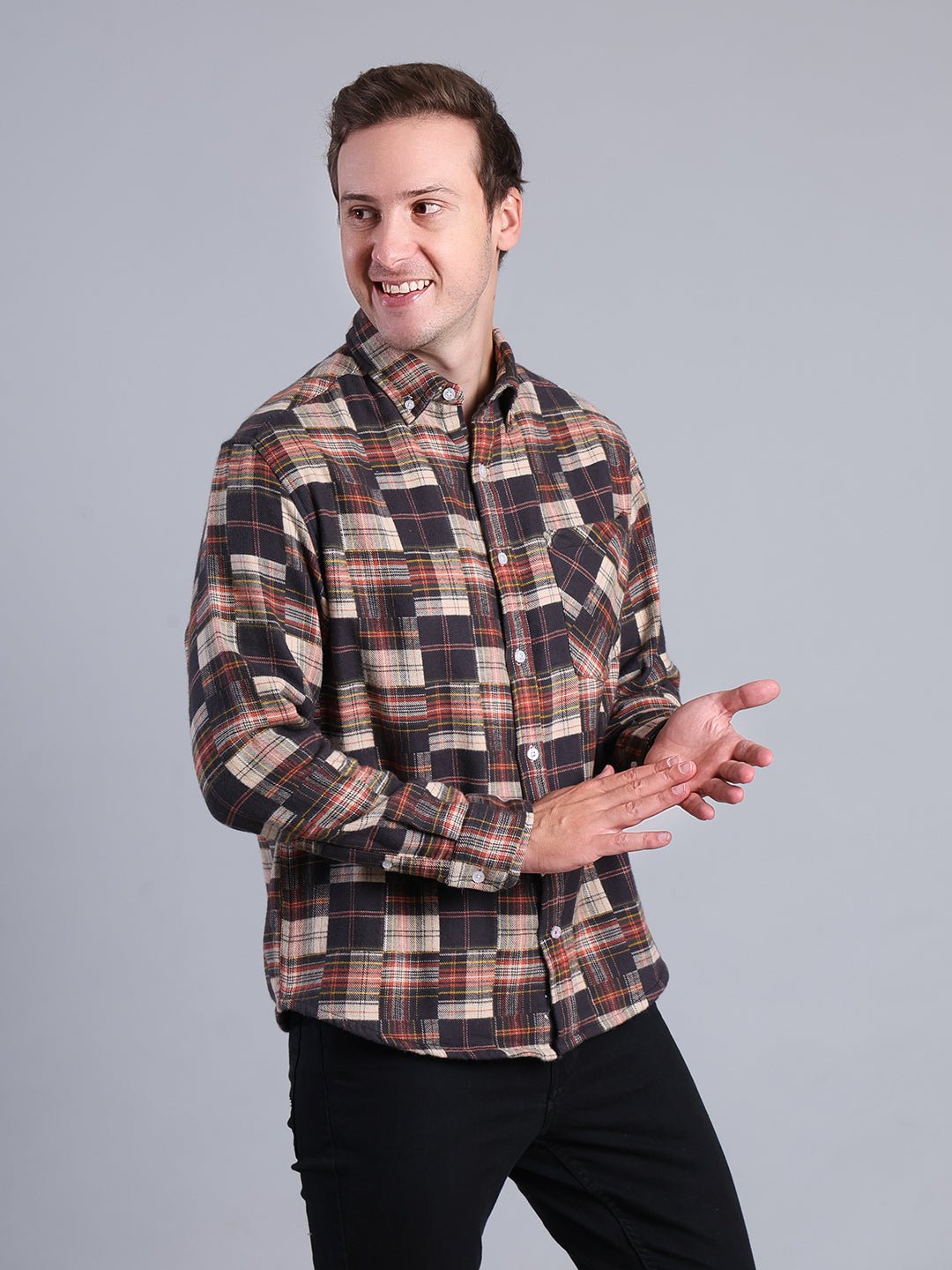 Men's Multicolor Plaid Button - Down Shirt Men's Shirt - Monterowindia