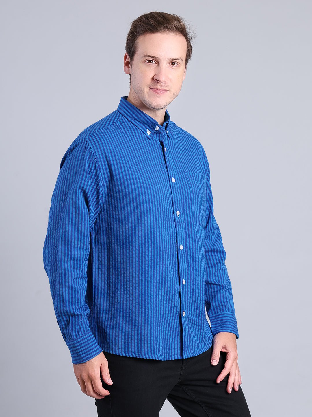Men's Casual Checkered Shirt – Premium Blue and Beige Check Pattern Men's Shirt - Monterowindia