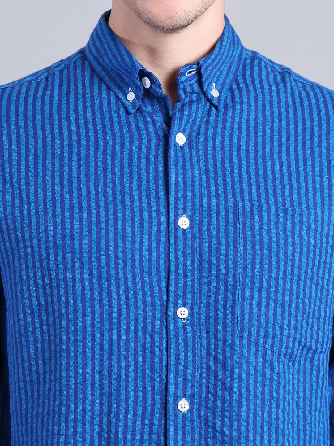 Men's Casual Checkered Shirt – Premium Blue and Beige Check Pattern Men's Shirt - Monterowindia