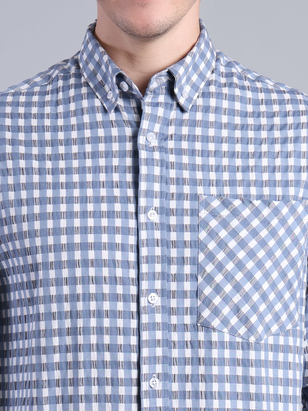 Men's Blue Checkered Shirt - Casual & Stylish Button - Down Shirt Men's Shirt - Monterowindia