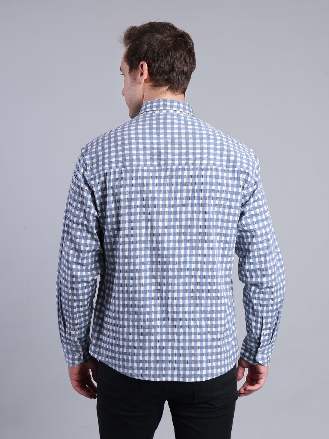 Men's Blue Checkered Shirt - Casual & Stylish Button - Down Shirt Men's Shirt - Monterowindia