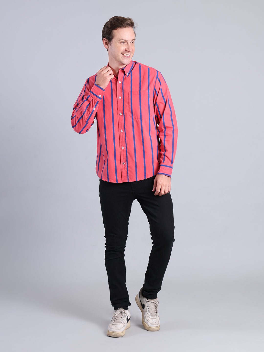Men's Blue Striped Casual Shirt – Comfortable & Trendy Design Men's Shirt - Monterowindia
