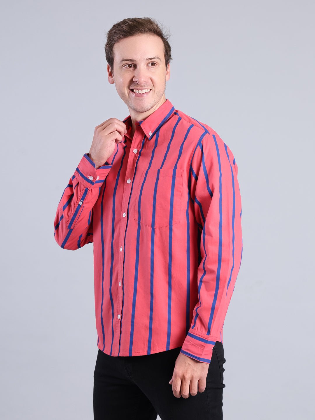 Men's Blue Striped Casual Shirt – Comfortable & Trendy Design Men's Shirt - Monterowindia