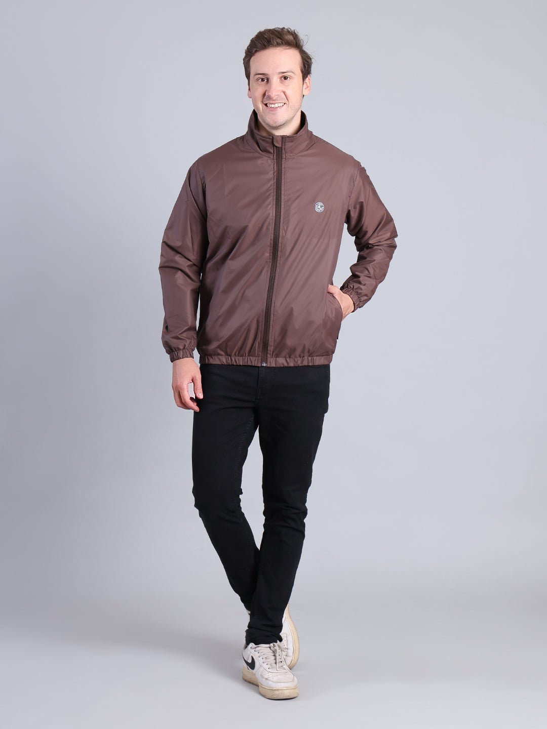 Men's Brown Casual Jacket – Lightweight Full Zip Outdoor Wear Men's Jacket - Monterowindia