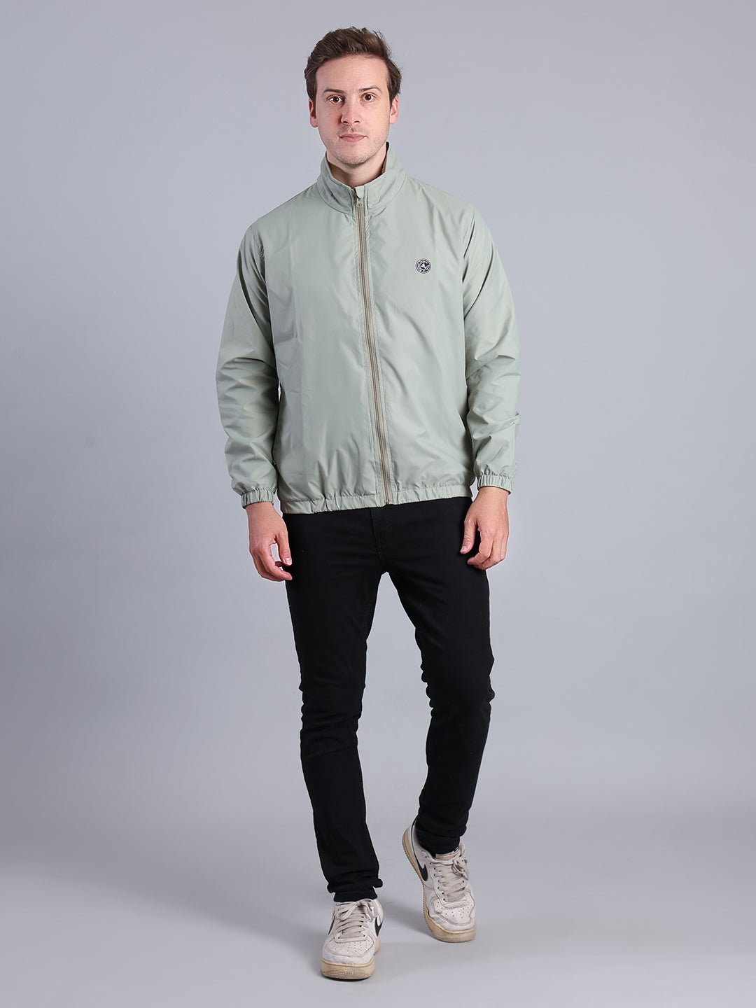 Men's Light Green Windbreaker Jacket – Full Zip Outdoor Casual Wear Men's Jacket - Monterowindia