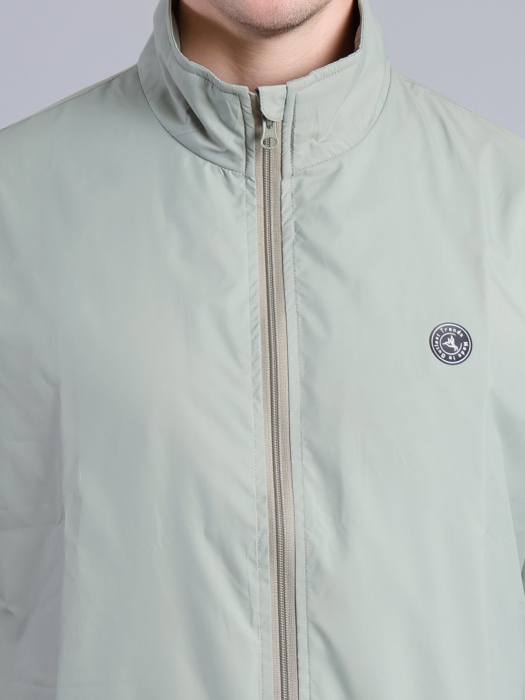 Men's Light Green Windbreaker Jacket – Full Zip Outdoor Casual Wear Men's Jacket - Monterowindia