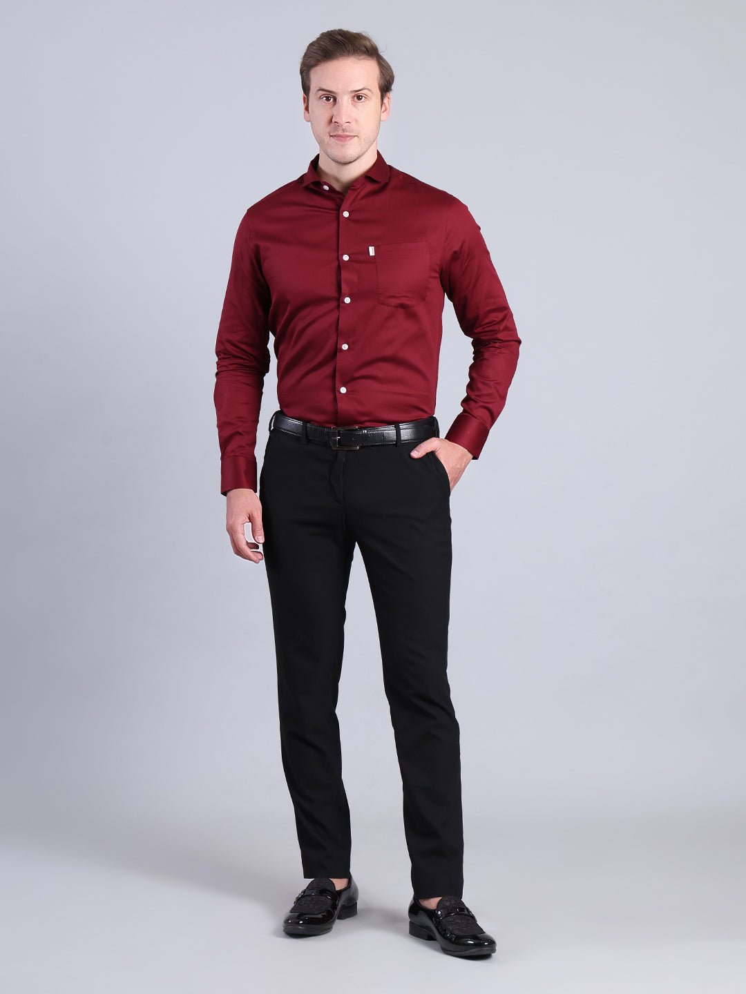 Men's Formal Red Shirt | Make a Bold Statement with Every Step Men's Shirt - Monterowindia
