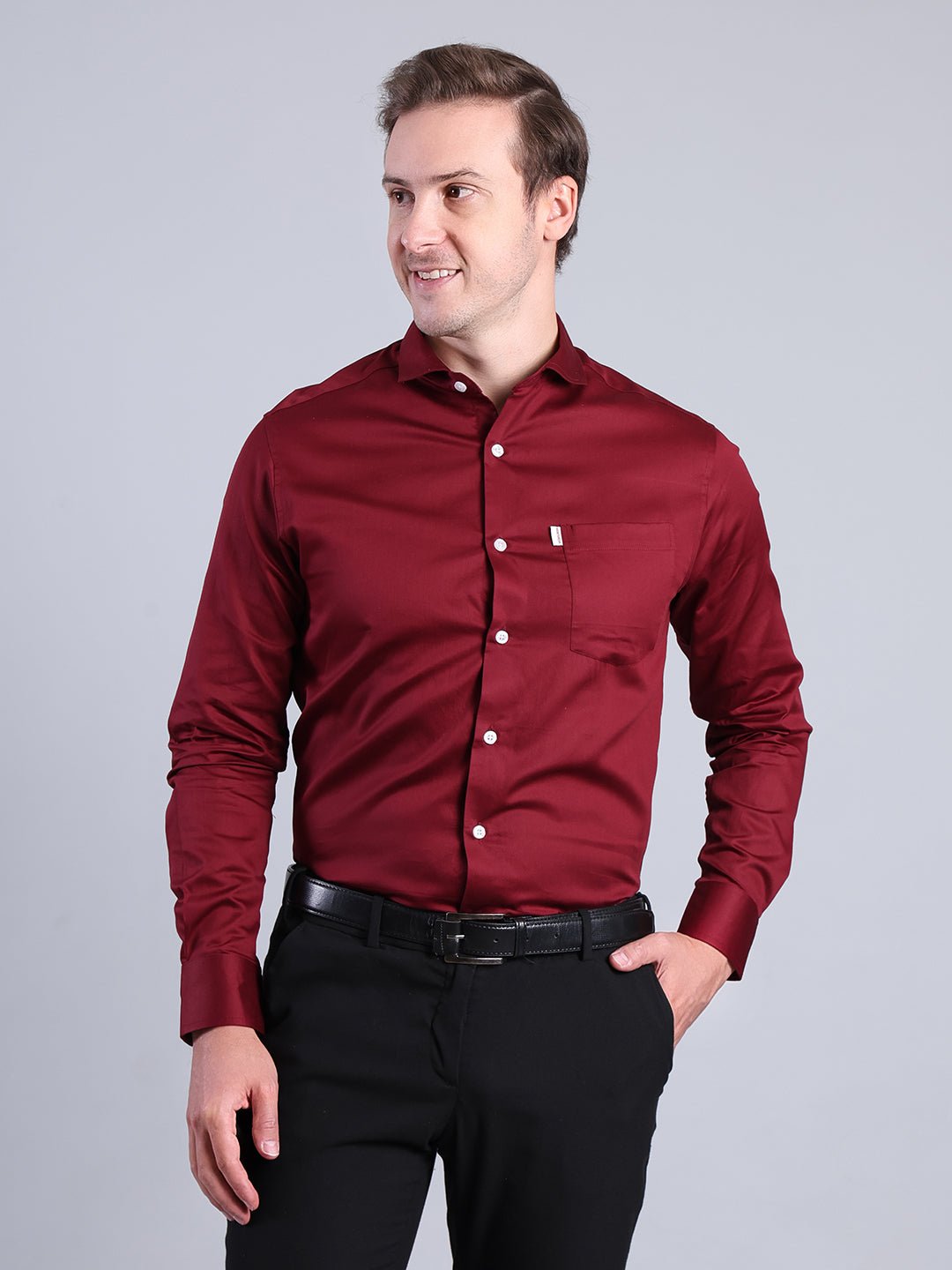 Men's Formal Red Shirt | Make a Bold Statement with Every Step Men's Shirt - Monterowindia