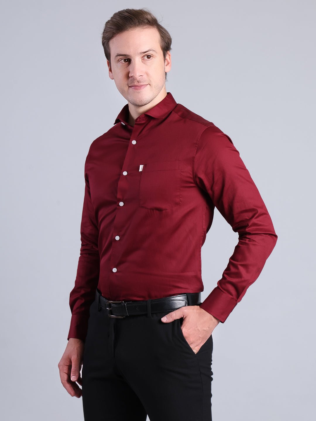 Men's Formal Red Shirt | Make a Bold Statement with Every Step Men's Shirt - Monterowindia