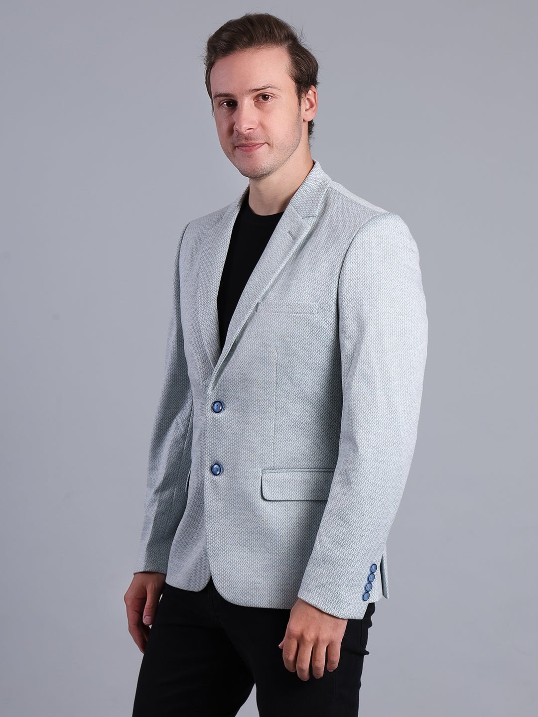 Elegant Light Grey Textured Blazer for Men Men's Blazzer - Monterowindia