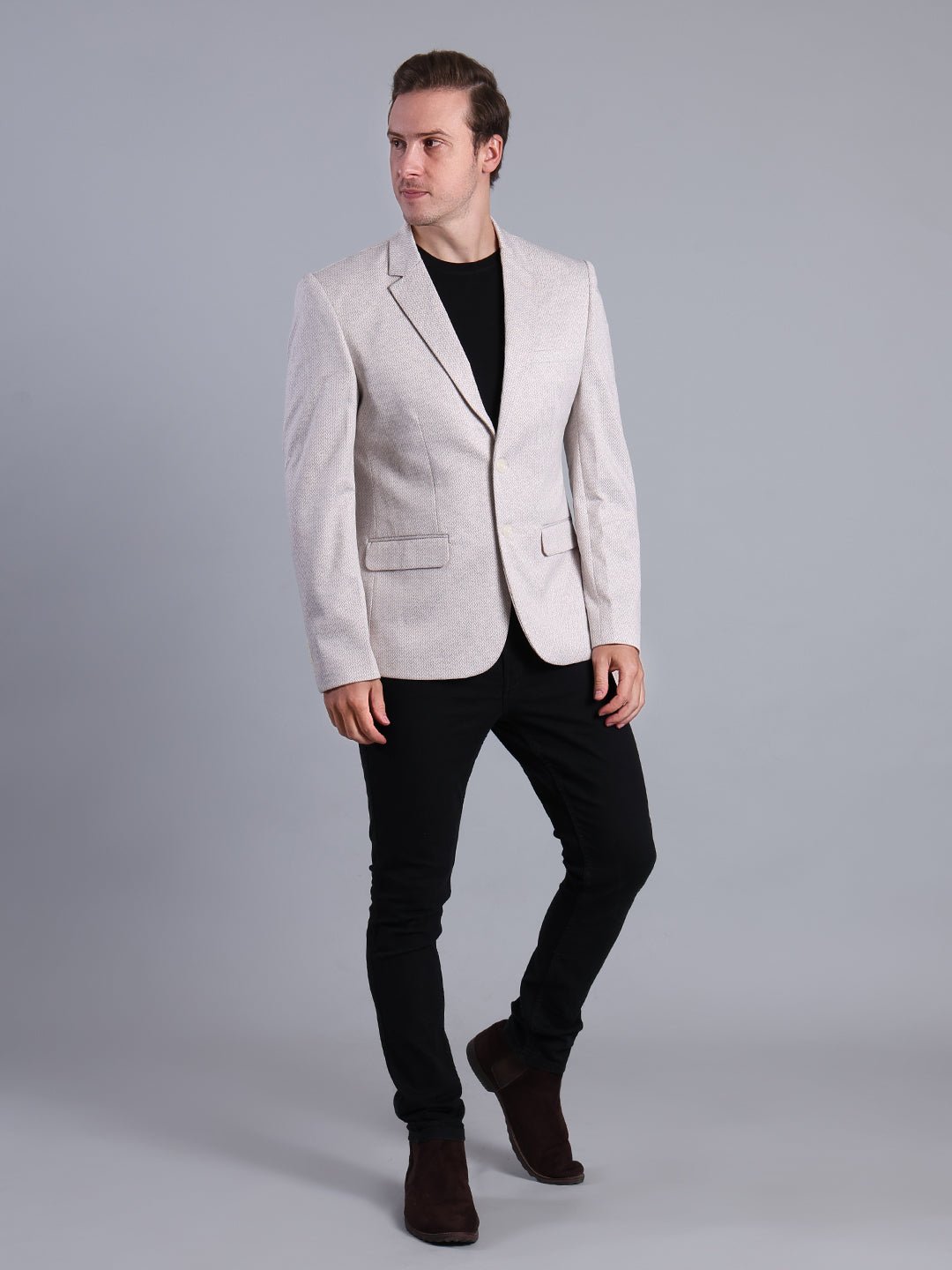 Beige Blazer with White Buttons Men's Blazzer - Monterowindia