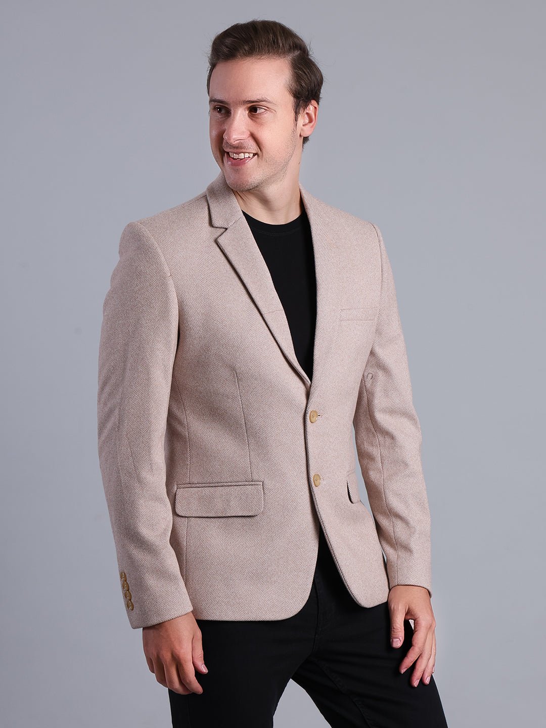 Beige Blazer with Gold Buttons Men's Blazzer - Monterowindia