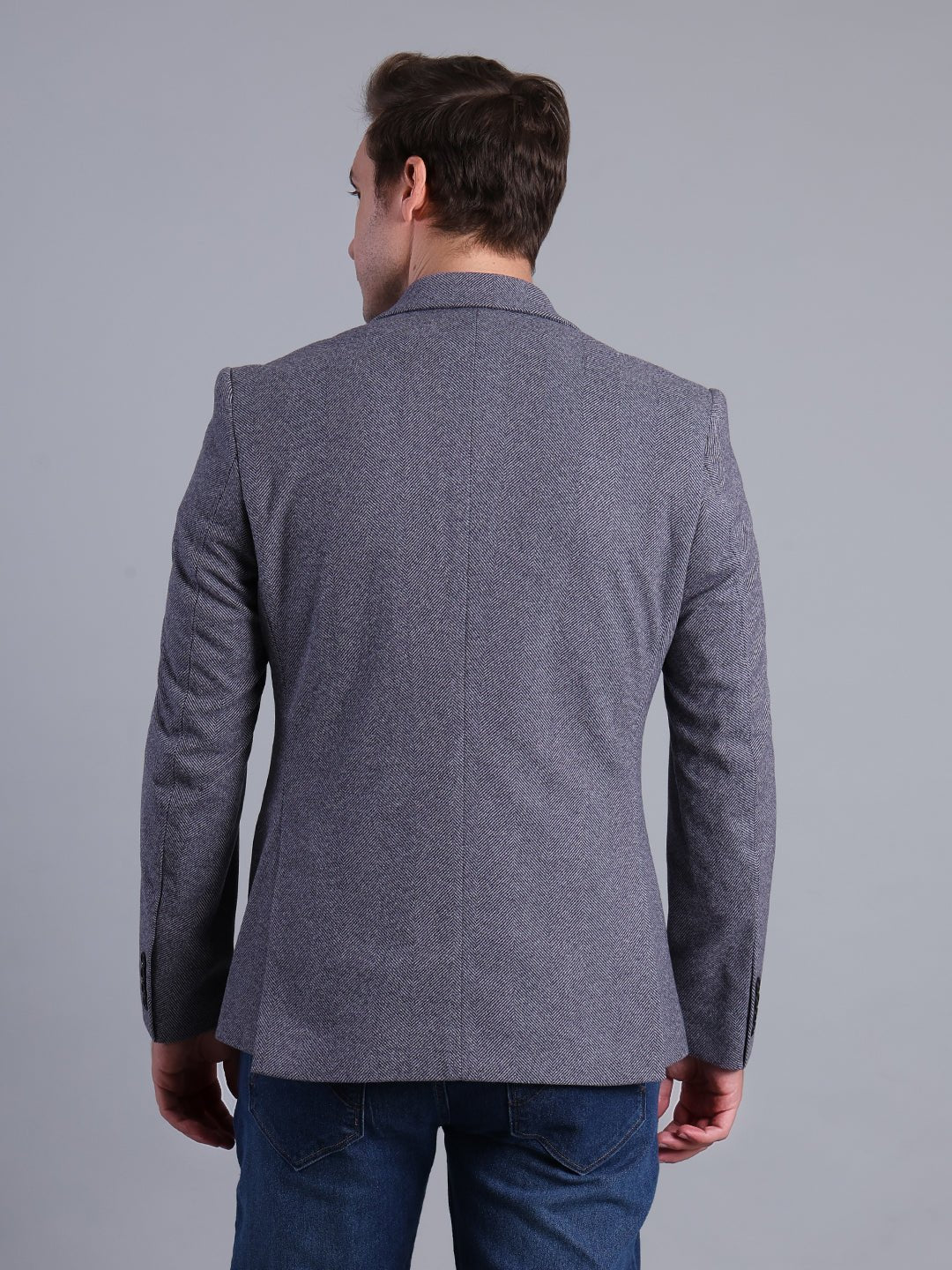 Herringbone Blazer with Button Detailing Men's Blazzer - Monterowindia