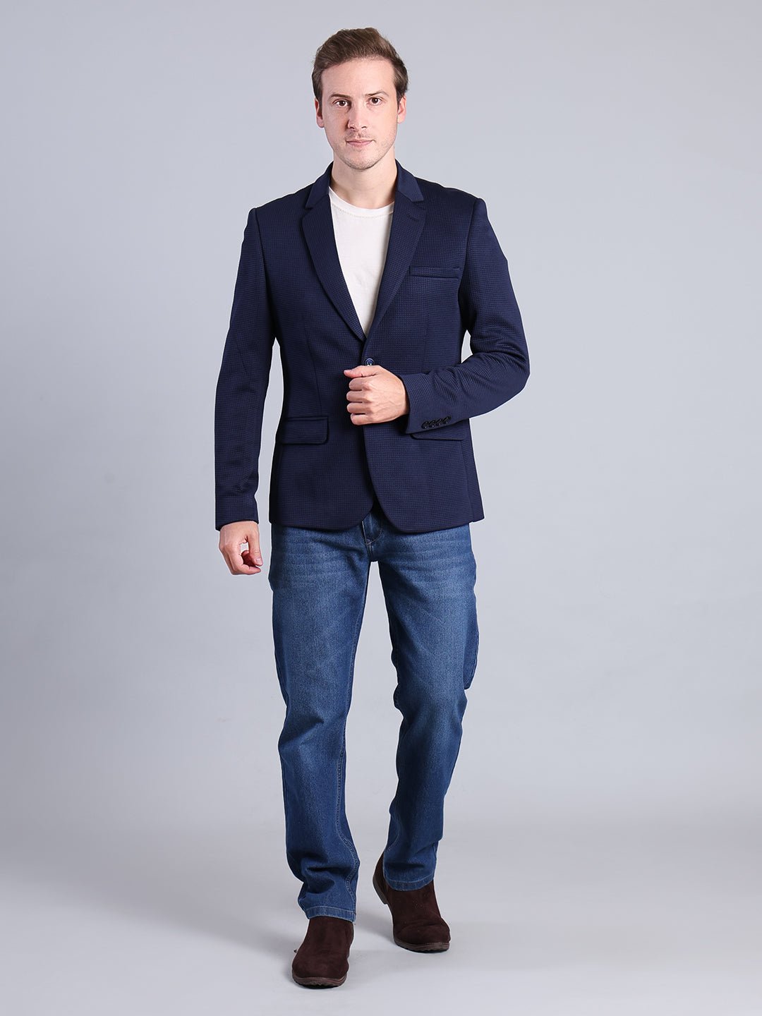Navy Textured Blazer for Men Men's Blazzer - Monterowindia