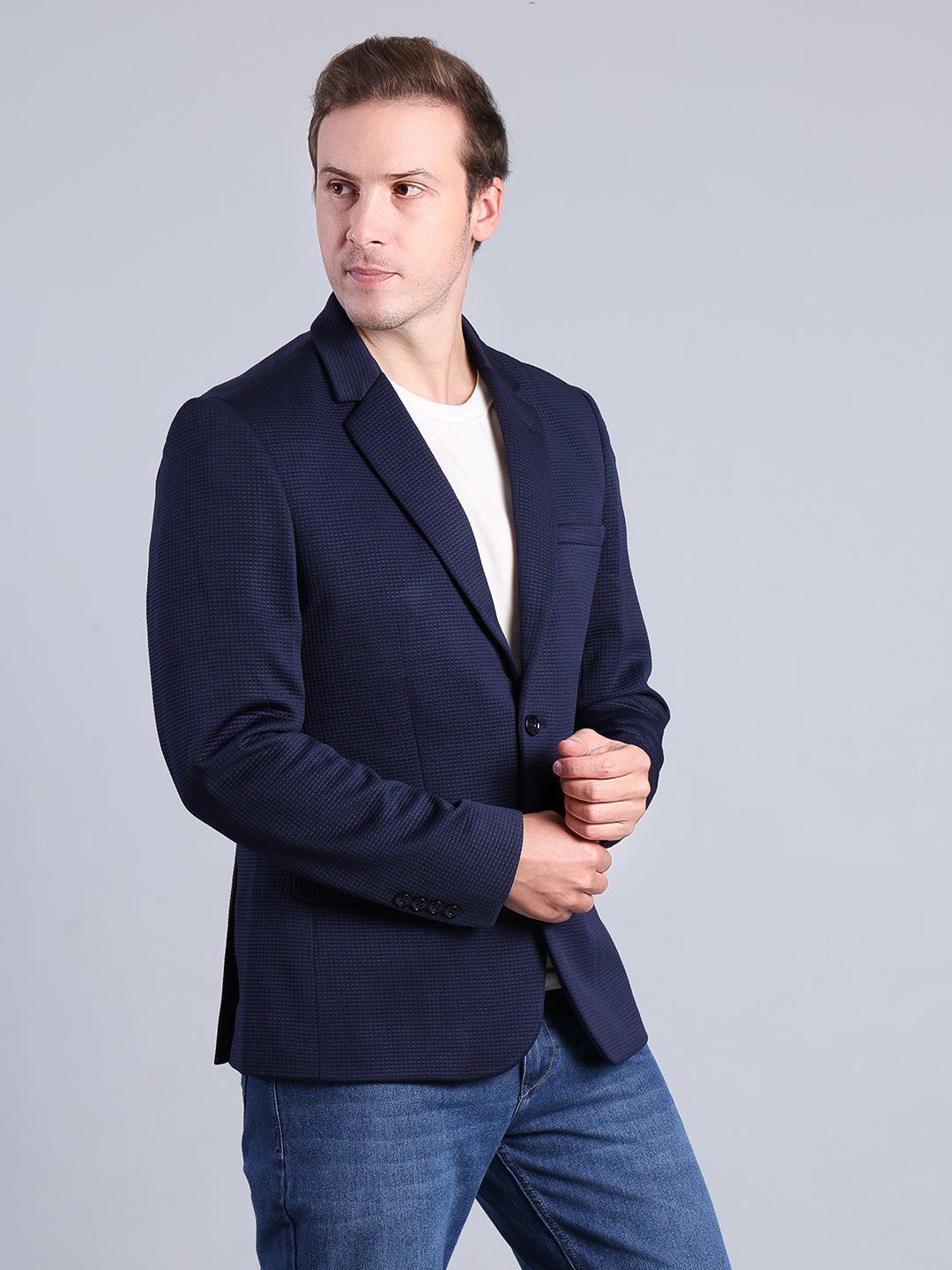 Navy Textured Blazer for Men Men's Blazzer - Monterowindia