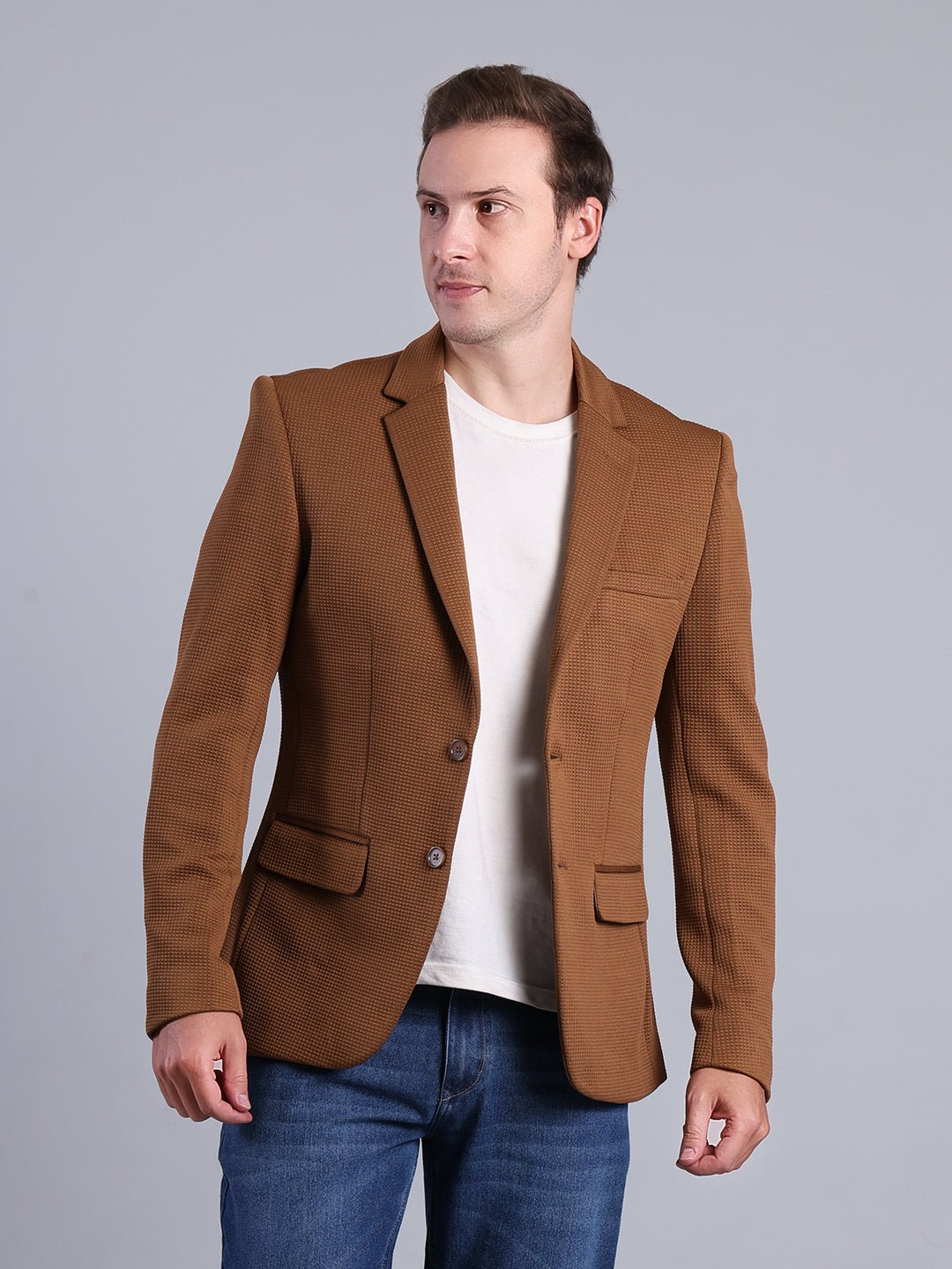 Men’s Brown Checkered Blazer – Elegant & Stylish Formal Wear Men's Blazzer - Monterowindia