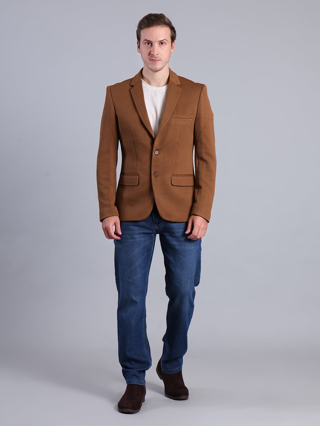Men’s Brown Checkered Blazer – Elegant & Stylish Formal Wear Men's Blazzer - Monterowindia