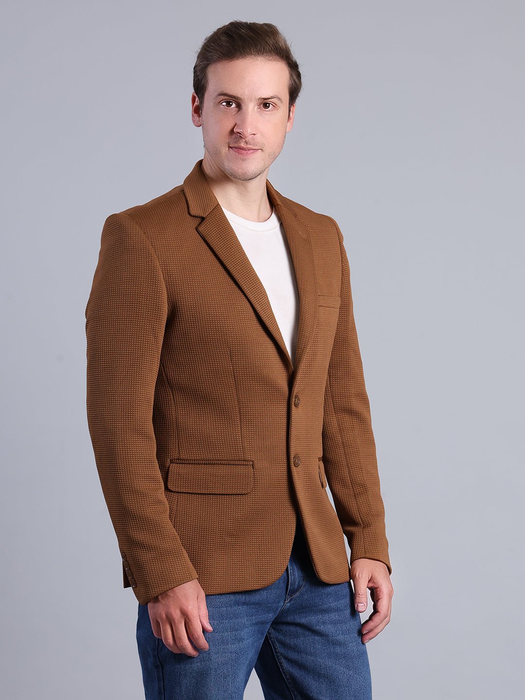 Men’s Brown Checkered Blazer – Elegant & Stylish Formal Wear Men's Blazzer - Monterowindia