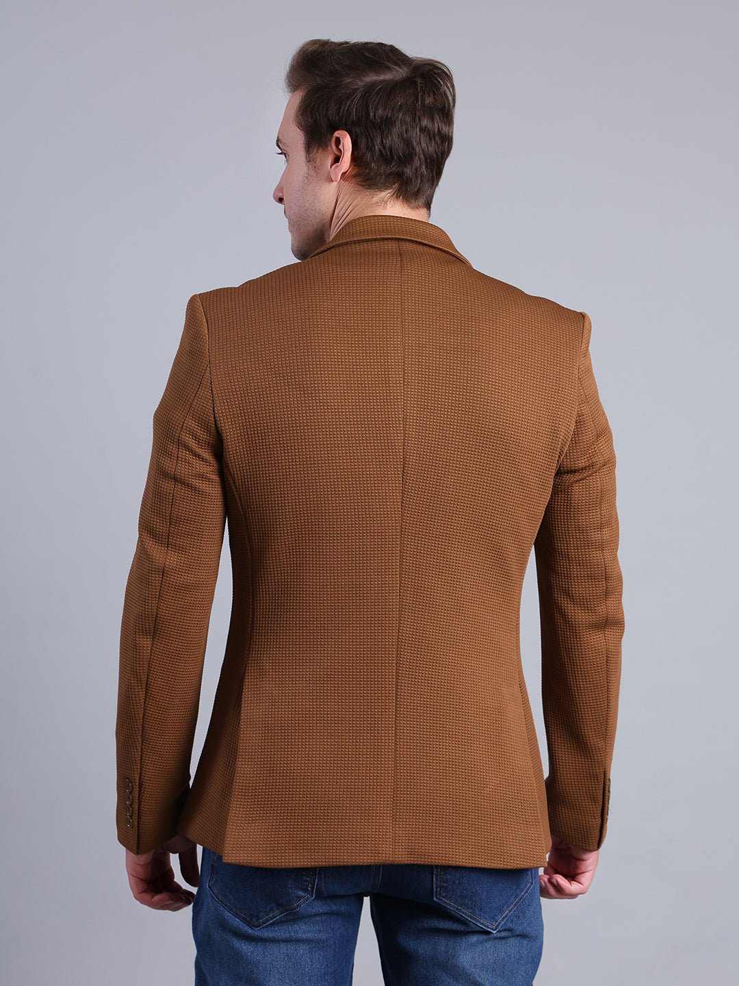 Men’s Brown Checkered Blazer – Elegant & Stylish Formal Wear Men's Blazzer - Monterowindia