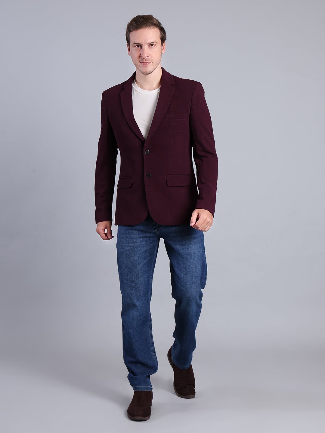 Burgundy Slim Fit Blazer Men's Blazzer - Monterowindia