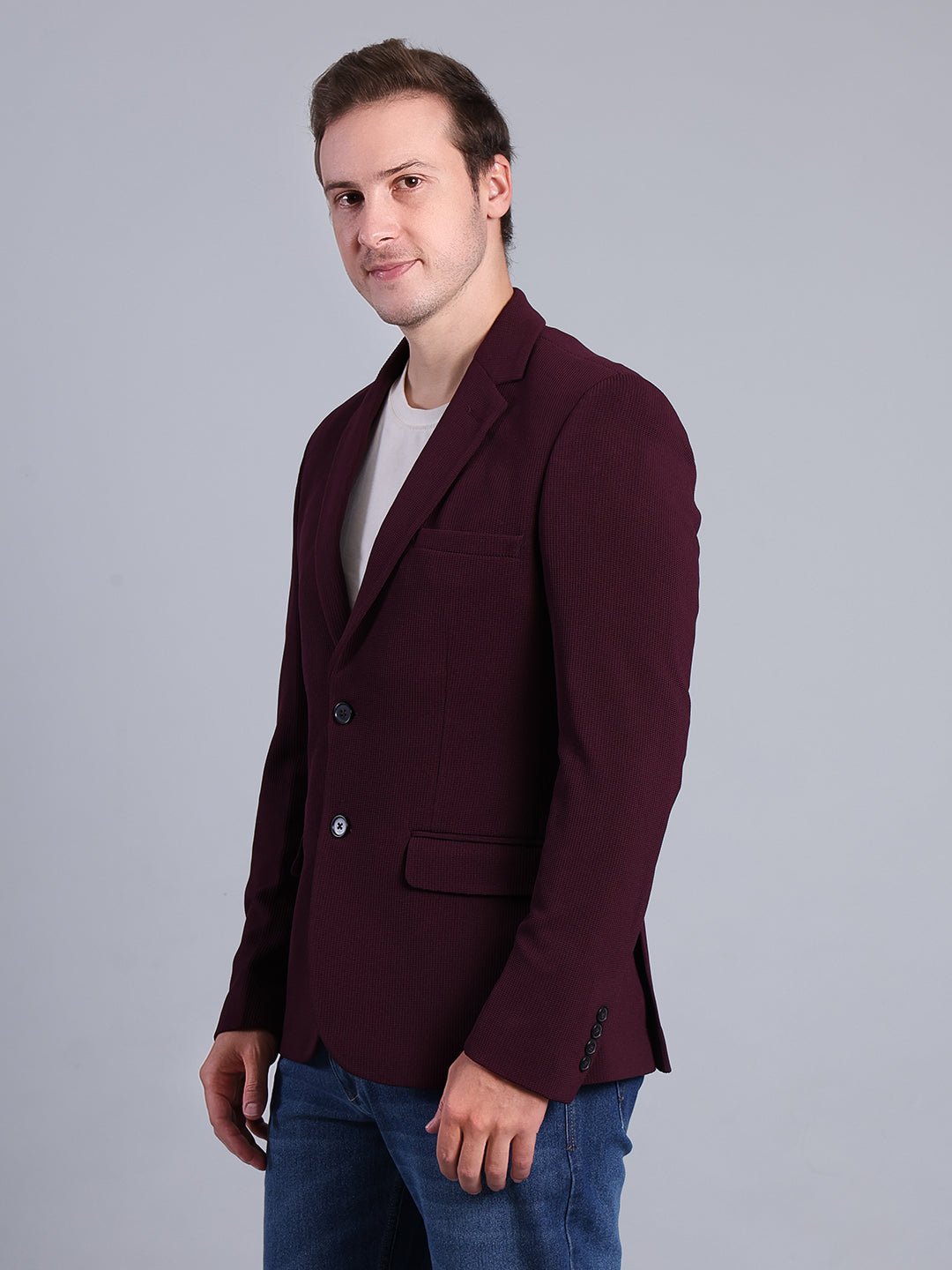 Burgundy Slim Fit Blazer Men's Blazzer - Monterowindia