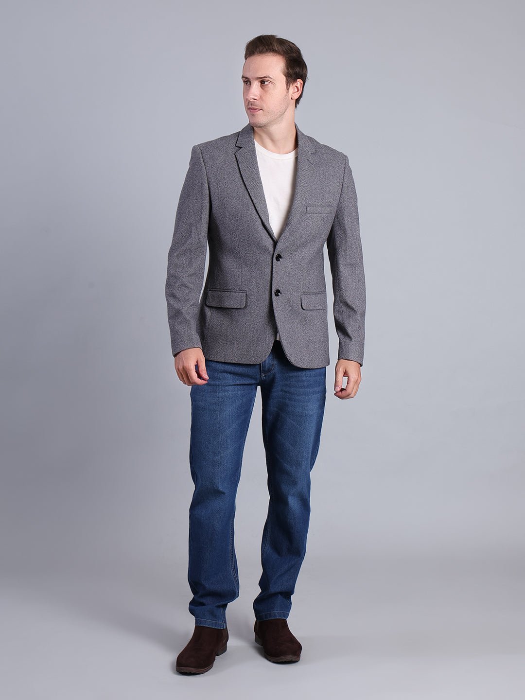 Grey Houndstooth Pattern Blazer Men's Blazzer - Monterowindia