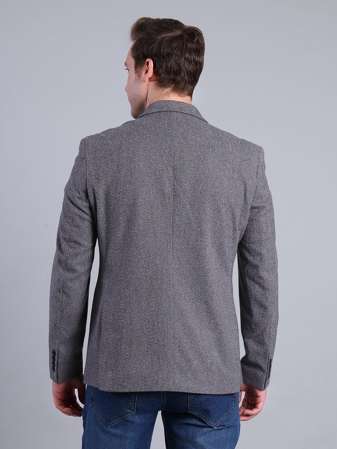 Grey Houndstooth Pattern Blazer Men's Blazzer - Monterowindia