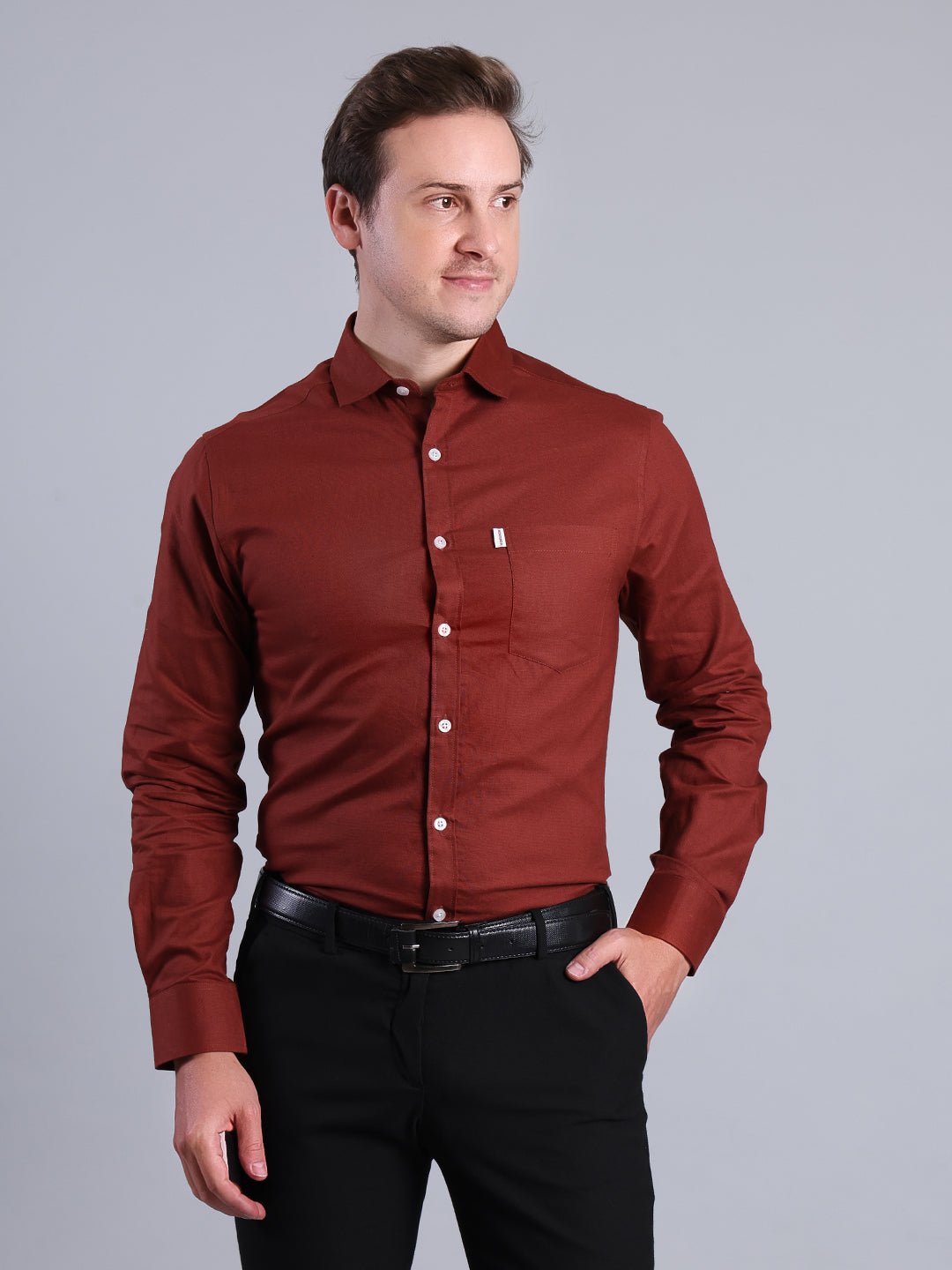 Men's Formal Shirt in Deep Burgundy Men's Shirt - Monterowindia